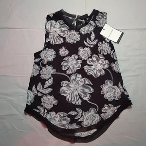 Who What Wear Tank Top Women's Small Black White Round Neck Sleeveless Shirt NWT